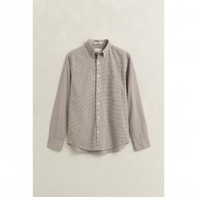 Gant Mens Gingham Long Sleeve Patterned Shirt - Taupe 260 gant,mens,gingham,long,sleeve,patterned,shirt,taupe,260