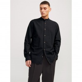 облекла,на,разпродажба,jack,and,jones,men's,long,sleeve,buttoned,linen,shirt,black