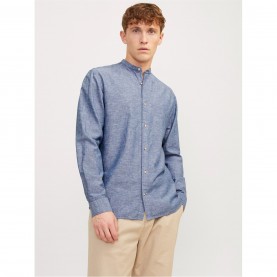 риза,с,дълъг,ръкав,облекла,на,разпродажба,jack,and,jones,long,sleeve,buttoned,linen,shirt,faded,denim