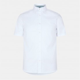 риза,облекла,на,разпродажба,ted,baker,men's,oxford,short,sleeve,plain,shirt,white