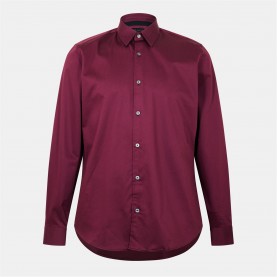 Ted Baker Mens Long-Sleeve Cotton Shirt - Oxblood ted,baker,mens,long,sleeve,cotton,shirt,oxblood