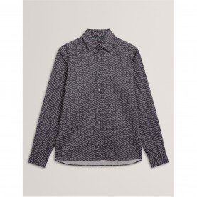 облекла,на,разпродажба,мъжки,ризи,ted,baker,ted,baker,ls,regular,fit,wave,geo,print,shirt,dk,grey