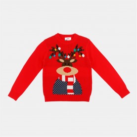 Пуловер Star Xmas Jumper Jn54 - Rudolph пуловер,коледни,пуловери,детски,3/4,панталони,детски,облекла,star,xmas,jumper,jn54,rudolph