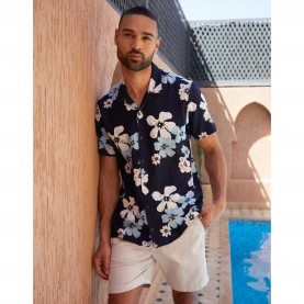 Threadbare Mens Short-Sleeve Patterned Shirt - Black threadbare,men,s,short,sleeve,patterned,shirt,black