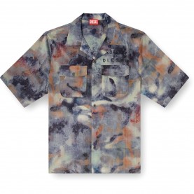 Риза с къс ръкав Diesel Mens Patterned Short Sleeve Shirt - Green риза,с,къс,ръкав,мъжки,ризи,diesel,men,s,patterned,short,sleeve,shirt,green
