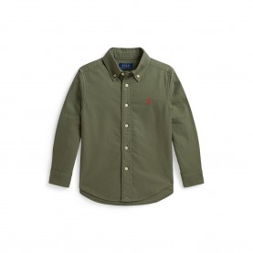 Риза Polo Ralph Lauren Kids Long Sleeve Plain Shirt - Cargo Green риза,polo,ralph,lauren,kids,long,sleeve,plain,shirt,cargo,green