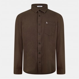 Jack Wills Plain Flannel Shirt Mens - Chocolate мъжки,ризи,jack,wills,plain,flannel,shirt,mens,chocolate