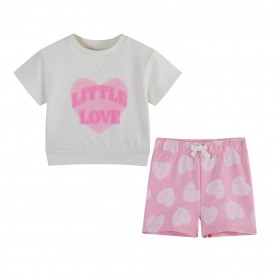 бебешки,облекла,hello,world,baby,girl,little,love,shorty,jog,set,cream,pink