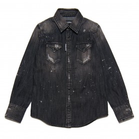 DSQUARED2 Denim Shirt Juniors - Black DQ02 детски,3/4,панталони,dsquared2,denim,shirt,juniors,black,dq02
