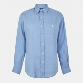 Риза с дълъг ръкав Polo Ralph Lauren Linen Long Sleeve Shirt - Channel Blue риза,с,дълъг,ръкав,облекла,на,разпродажба,мъжки,ризи,polo,ralph,lauren,linen,long,sleeve,shirt,channel,blue