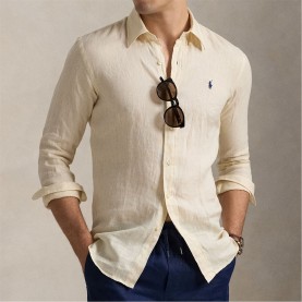риза,с,дълъг,ръкав,облекла,на,разпродажба,мъжки,ризи,polo,ralph,lauren,linen,long,sleeve,shirt,full,cream