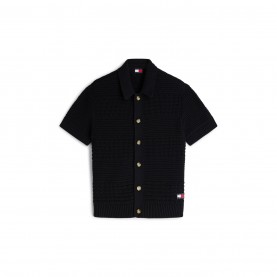 Риза с къс ръкав Tommy Jeans Men's Patterned Short Sleeve Shirt - Black риза,с,къс,ръкав,мъжки,ризи,tommy,jeans,men's,patterned,short,sleeve,shirt,black