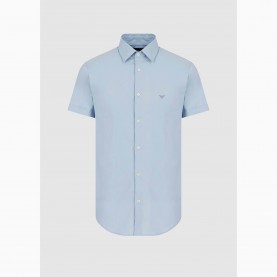 Риза с къс ръкав Emporio Armani Mens Short Sleeve Patterned Shirt - Light Blue 0785 риза,с,къс,ръкав,мъжки,ризи,emporio,armani,men,s,short,sleeve,patterned,shirt,light,blue,0785
