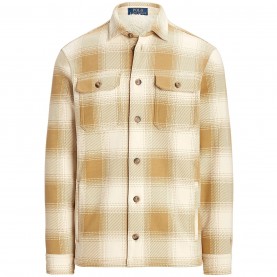 поларено,яке,облекла,на,разпродажба,мъжки,ризи,polo,ralph,lauren,plaid,fleece,shirt,jacket,cream,tan
