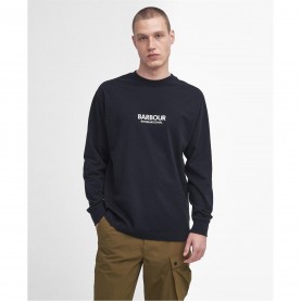 тениска,мъжки,тениски,barbour,international,oversized,long,sleeved,t,shirt,black,bk11