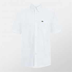 мъжка,риза,с,къс,ръкав,облекла,на,разпродажба,мъжки,ризи,lacoste,short,sleeve,oxford,shirt,mens,white,001