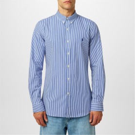 мъжки,ризи,polo,ralph,lauren,stripe,poplin,slim,fit,shirt,blue,white,009