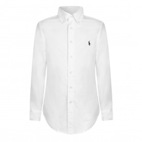 Polo Ralph Lauren Kids Cotton Long Sleeve Oxford Shirt - White чорапи,всички,чорапи,polo,ralph,lauren,kids,cotton,long,sleeve,oxford,shirt,white