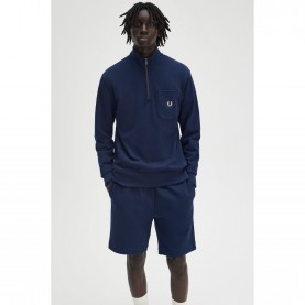 Fred Perry Mens Champion Quarter-Zip Fleece - Tennis Blue X86 мъжки,горнища,с,качулка,fred,perry,men,s,champion,quarter,zip,fleece,tennis,blue,x86