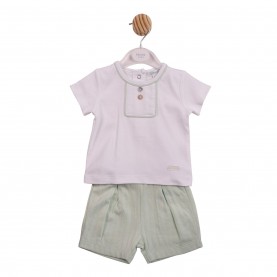 Mintini Baby Top and Short Set - White/Pistachio бебешки,облекла,mintini,baby,baby,top,and,short,set,white,pistachio