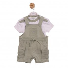 Mintini Baby Top and Dungaree - White/Sage бебешки,облекла,mintini,baby,baby,top,and,dungaree,white,sage