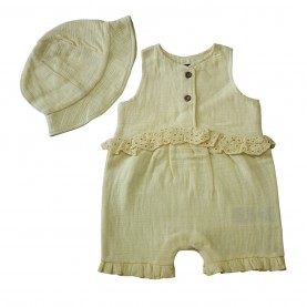 бебешки,облекла,firetrap,girls,sleeveless,dungarees,&amp;,matching,hat,yellow