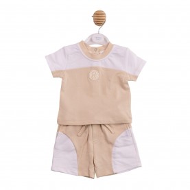 Mintini Baby Top and Short Set - White/Beige бебешки,облекла,mintini,baby,baby,top,and,short,set,white,beige
