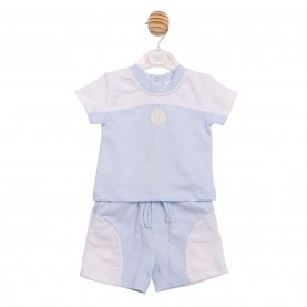 Mintini Baby Top and Short Set - White/Blue бебешки,облекла,mintini,baby,baby,top,and,short,set,white,blue