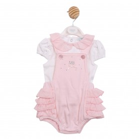 Mintini Baby Top and Romper Set - White/Pink бебешки,облекла,mintini,baby,baby,top,and,romper,set,white,pink