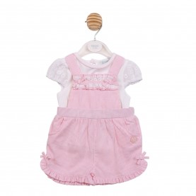 Mintini Baby Top and Dungaree Set - White/Pink бебешки,облекла,mintini,baby,baby,top,and,dungaree,set,white,pink
