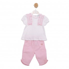 Комплект Mintini Baby 2 Piece Set - White/Pink комплект,бебешки,облекла,mintini,baby,baby,2,piece,set,white,pink
