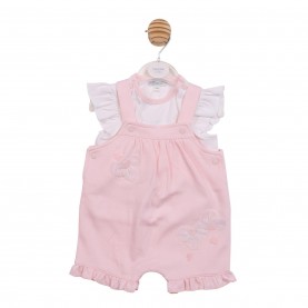 Mintini Baby Top and Dungaree Set - Pink бебешки,облекла,mintini,baby,baby,top,and,dungaree,set,pink