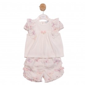 Mintini Baby Top and Short Set - White бебешки,облекла,mintini,baby,baby,top,and,short,set,white