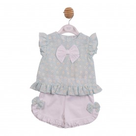 Туника Mintini Baby Kids Tunic and Shorts Set - White/Aqua туника,бебешки,облекла,mintini,baby,kids,tunic,and,shorts,set,white,aqua