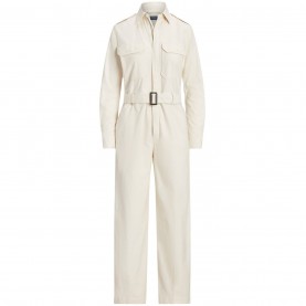 POLO RALPH LAUREN Belted Twill Jumpsuit - Herbal Milk дамски,летни,гащеризони,polo,ralph,lauren,belted,twill,jumpsuit,herbal,milk