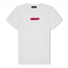Детска тениска DSQUARED2 Unisex Kids' Logo Regular Fit T-Shirt - White DQ100 детска,тениска,детски,3/4,панталони,dsquared2,unisex,kids',logo,regular,fit,t,shirt,white,dq100