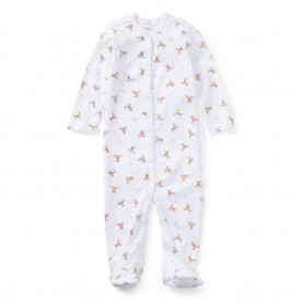 Polo Ralph Lauren Kids All-Over Print Footed Sleepsuit - White/Pink polo,ralph,lauren,kids,all,over,print,footed,sleepsuit,white,pink
