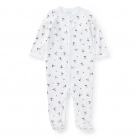 Polo Ralph Lauren Kids All-Over Print Footed Sleepsuit - White/Blue polo,ralph,lauren,kids,all,over,print,footed,sleepsuit,white,blue