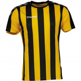 Юношеска фланелка Hummel Stripe Jersey Juniors - Blk/SprtsYllw юношеска,фланелка,дрехи,за,училище,облекла,с,футболна,тема,футболни,горнища,всичко,за,футбола,на,разпродажба,детски,облекла,hummel,stripe,jersey,juniors,bl