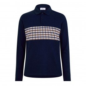 Блуза с яка AQUASCUTUM Long Sleeved Check Polo Shirt - Navy/Check блуза,с,яка,мъжки,тениски,aquascutum,long,sleeved,check,polo,shirt,navy,check