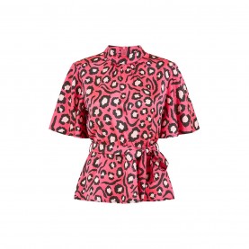 дамски,ризи,mela,london,mela,london,pink,animal,print,belted,high,neck,top,pink