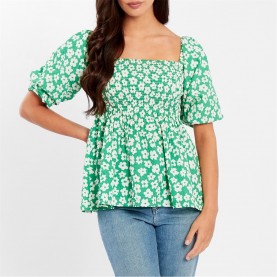 дамски,ризи,дамски,облекла,размер,be,you,square,neck,puff,slv,top,green,floral