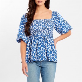 дамски,ризи,дамски,облекла,размер,be,you,square,neck,puff,slv,top,navy,floral