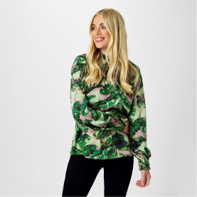 дамски,ризи,biba,biba,ruffle,collar,blouse,banana,leaf,prt