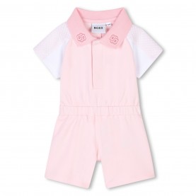 Гащеризон Boss Kids' Logo Soft Fabric Playsuit - Pink 44L гащеризон,детски,3/4,панталони,boss,kids',logo,soft,fabric,playsuit,pink,44l