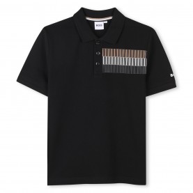 юношеска,блуза,с,яка,детски,облекла,boss,stripe,print,polo,shirt,juniors,black,09b