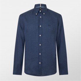 риза,облекла,на,разпродажба,мъжки,ризи,boss,men's,h,liam,long,sleeve,plain,shirt,dark,blue,404
