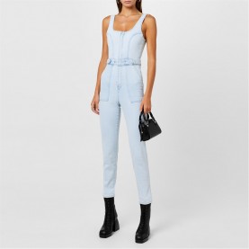 GOOD AMERICAN Women's Sleeveless Jumpsuit - Indigo 453 дамски,летни,гащеризони,good,american,women's,sleeveless,jumpsuit,indigo,453