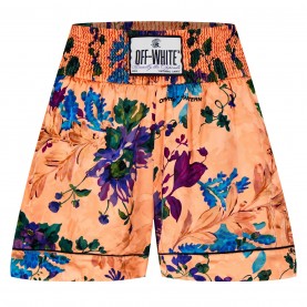 къси,панталони,дамски,къси,панталони,off,white,satin,logo,patch,shorts,peach,orange