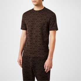 тениска,мъжки,тениски,moschino,logo,t,shirt,fantasy,brown